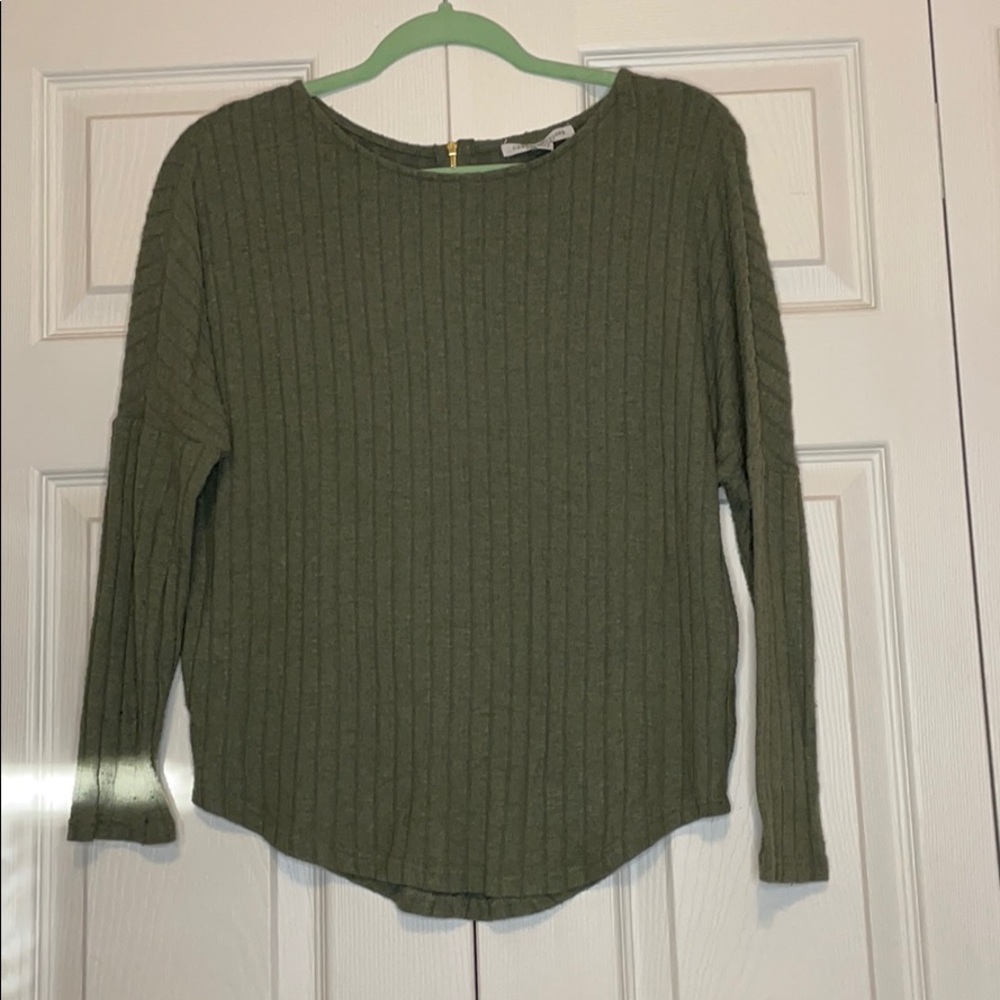 Sage Knit Top with Gold Zipper